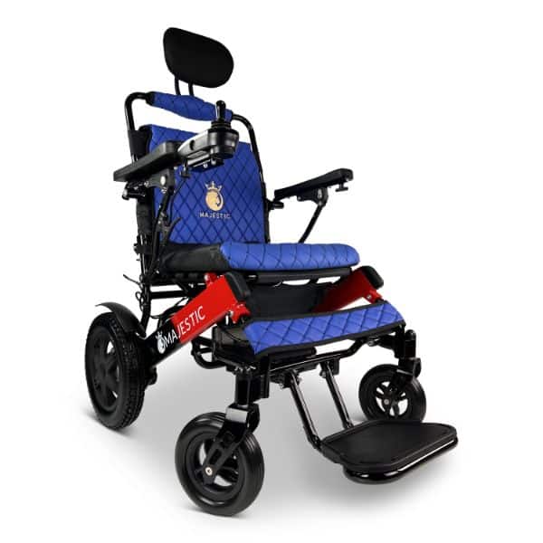 The Majestic IQ-9000 Electric Wheelchair delivers stylish comfort and mobility with folding padded seating, armrests, headrest, footrest, and a choice of 17.5 or 20 width. Its large wheels ensure a smooth ride on any terrain.