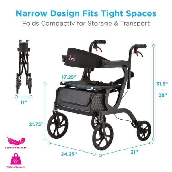 NOVA Gemini – The Ultimate 2-in-1 Rollator & Transport Chair