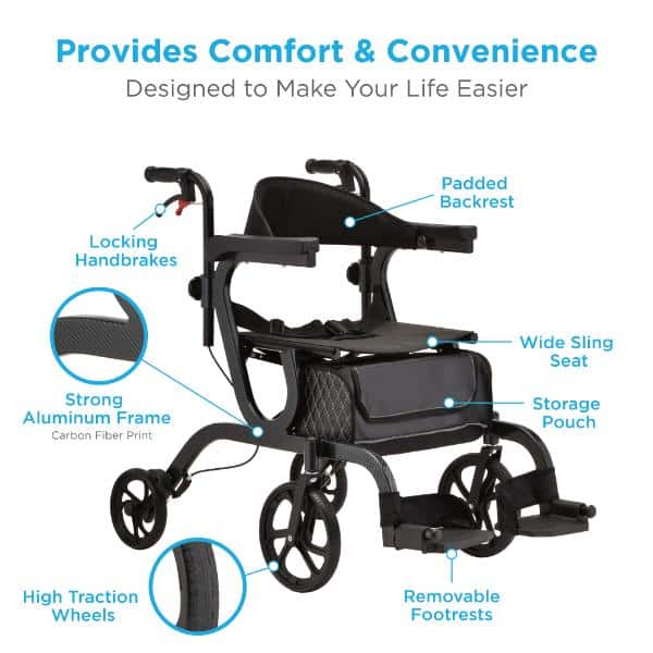 NOVA Gemini – The Ultimate 2-in-1 Rollator & Transport Chair
