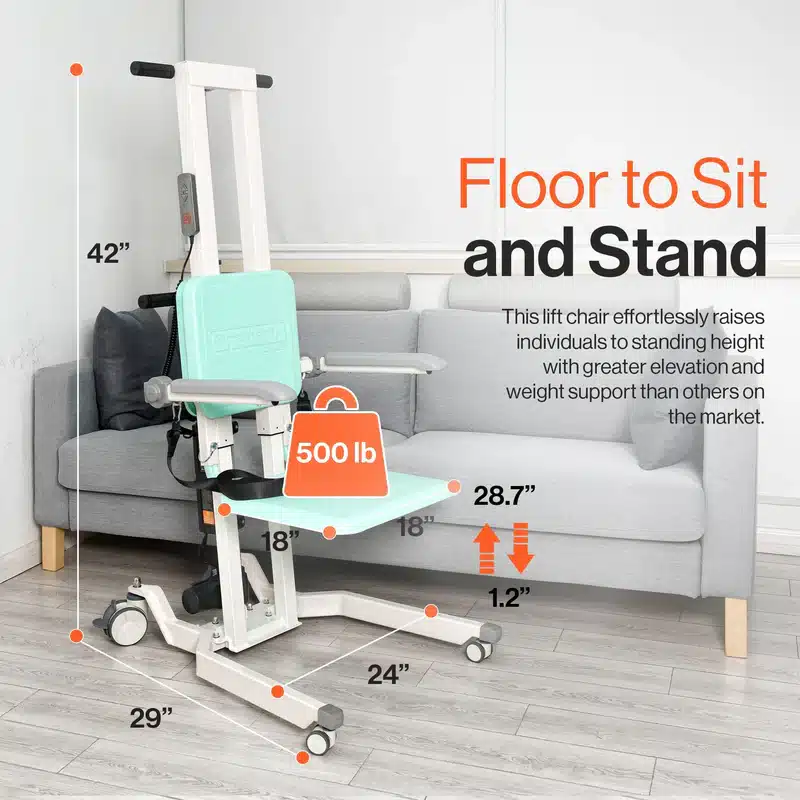 GoRise TX Patient Transfer Lift 500 lb Capacity, Portable Floor-to-Stand with Ergonomic Support - Image 9