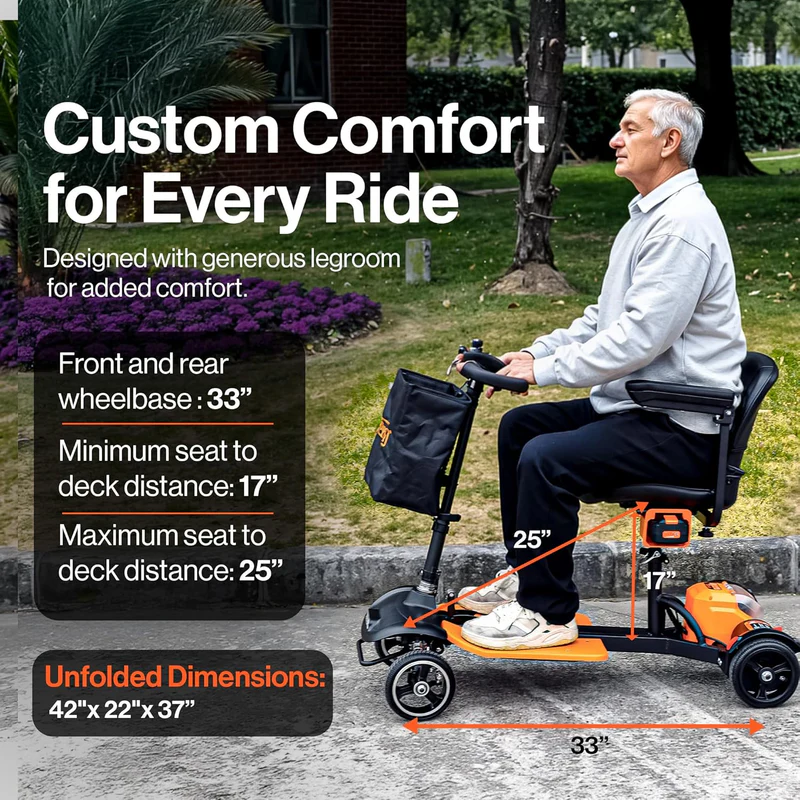 SuperHandy Passport Prime Mobility Scooter – Foldable, Lightweight, and Travel-Ready with 48V Dual Li-Ion Batteries - Image 6