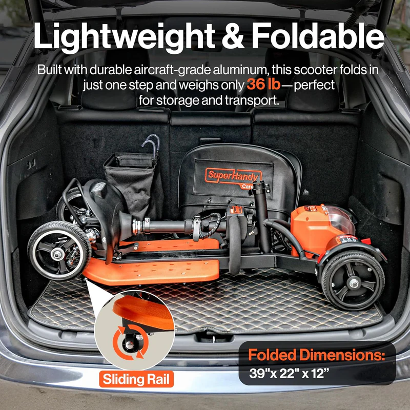 SuperHandy Passport Prime Mobility Scooter – Foldable, Lightweight, and Travel-Ready with 48V Dual Li-Ion Batteries - Image 8
