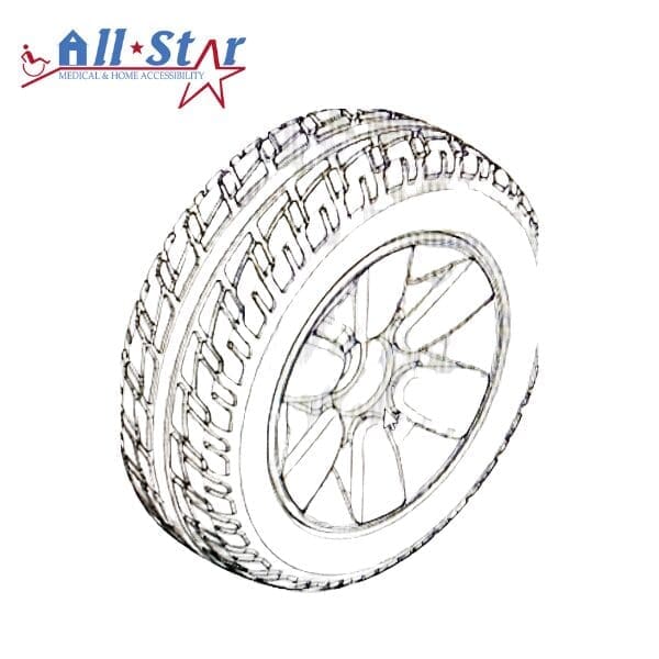 9"x3" Flat-Free Drive Wheel Assembly with Silver Rim – Compatible with Jazzy Select Elite & Pride TSS 300 (WHLASMB2017)