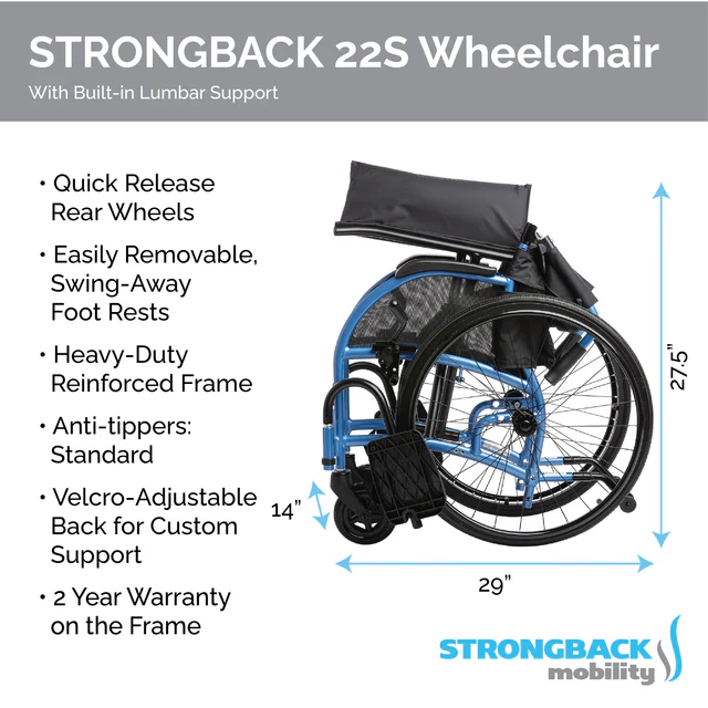 STRONGBACK Comfort Small 22S Wheelchair - Image 5